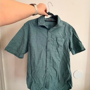 Topo Designs Teal Grid Pattern Shirt